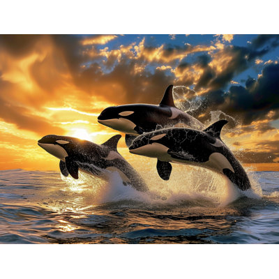 Orcas Marine Life Room Darkening Curtain Pair