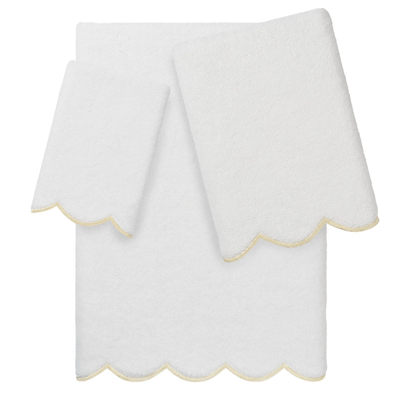  Ensemble de serviettes 100% coton ADORNIA, Ensemble 3 serviettes de bain, Blanc / beige