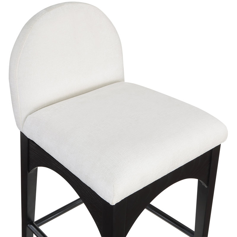 Tabouret de comptoir Beppo, Noir, noir, noir, noir, Chenille crème