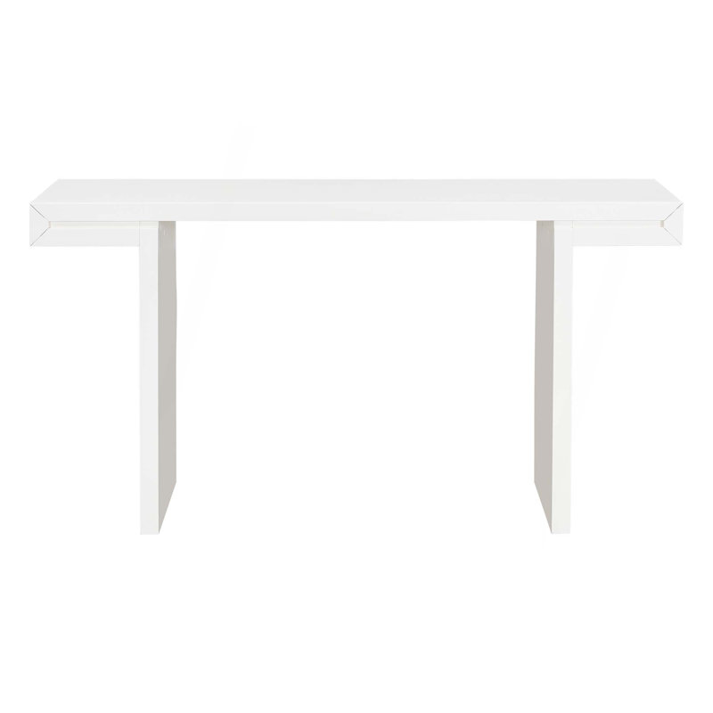 60-Inch Console Table With Geometric Clean Lines Design,Stylish Entryway Table With Painted Finish And Adjustable Feet, White