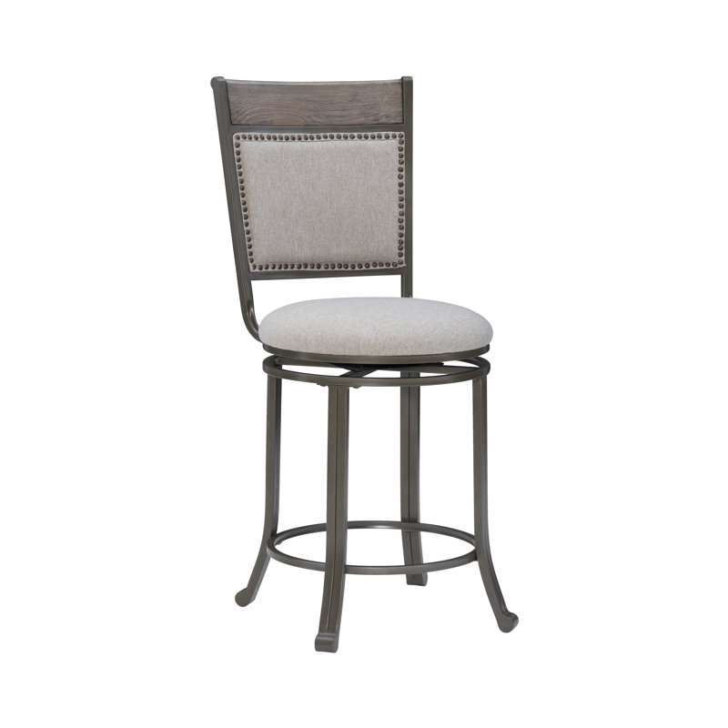 Luker Swivel Upholstered Counter Stool with Metal Frame, Counter Stool (24” Seat Height)