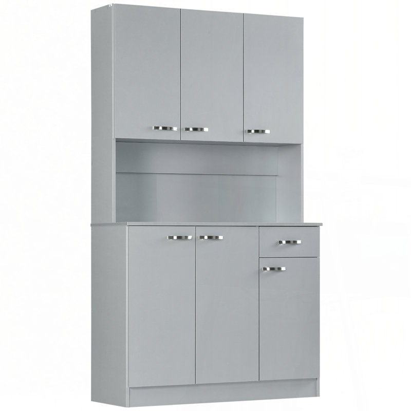 Grand garde-manger gris avec micro-ondes Stan, Gray