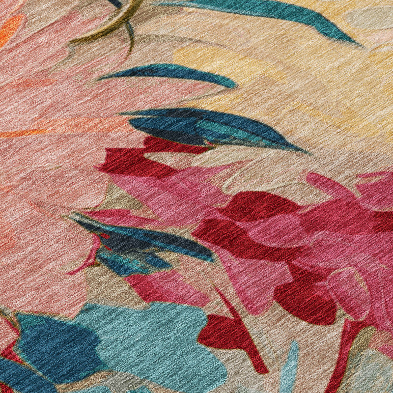 Machine Washable Indoor/Outdoor Jenning ACN2264 Floral Rug, Rectangle 3' x 5'