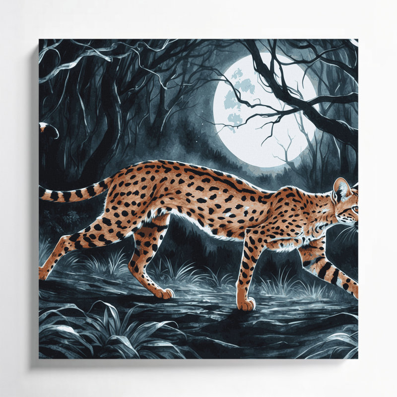 "Wildlife Genet", art mural sur toile gris, 32" H x 32" W