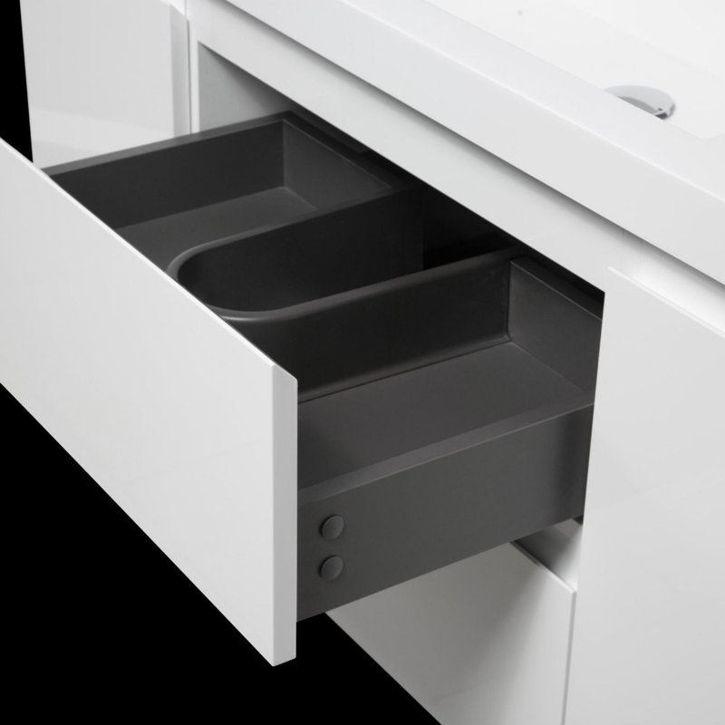 Meuble-lavabo mural moderne pour salle de bain, Blanc