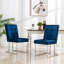 Ensemble de 2 chaises de salle à manger rembourrées en velours Mercer41 avec pieds en acier inoxydable, bleu marine