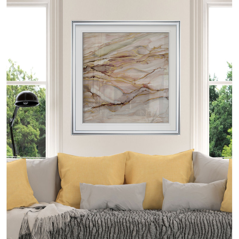 " Graceful Marble I ", 17.5" H x 17.5" W x 1.5" D, Silver Framed