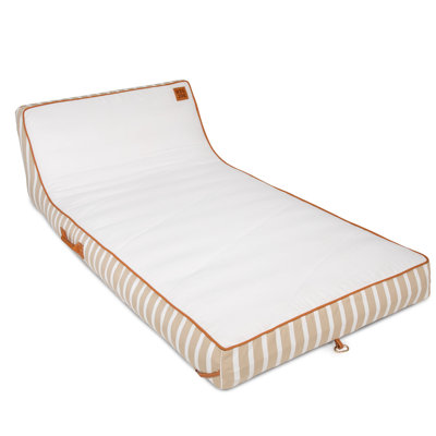 Flotteur de piscine Big Joe Lux Chaise Premium, tissu Sunbrella rayé sable, mélange de polyester durable protégé contre les rayons UV