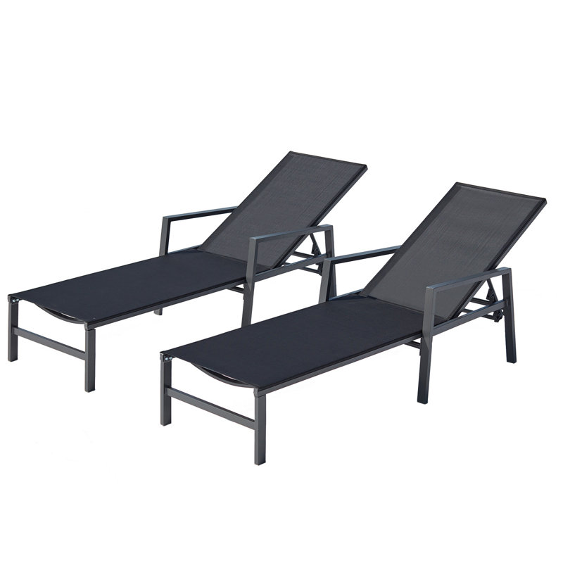Chaise longue inclinable 24 po Kaniha, Noir, Noir