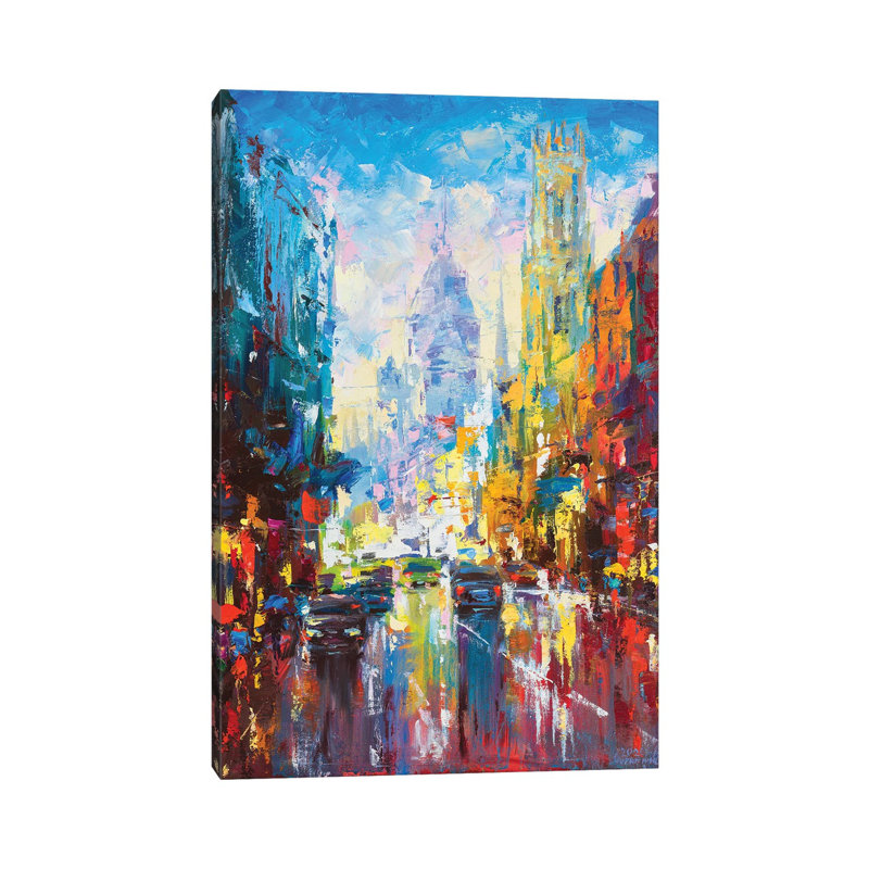 Abstract Cityscape (London) by Andrej Ostapchuk - Wrapped Canvas Painting, 101.6 cm H x 66.04 cm W x 3.175 cm D