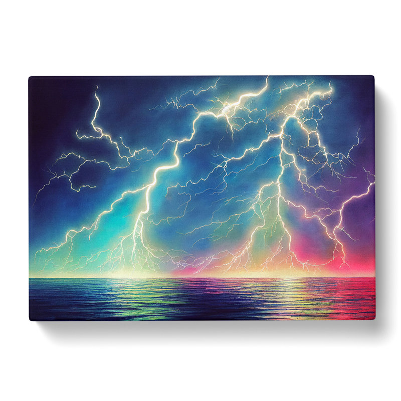 Lightning In Watercolour Vol.4 - Wrapped Canvas Print, 35cm H x 50cm W x 3cm D