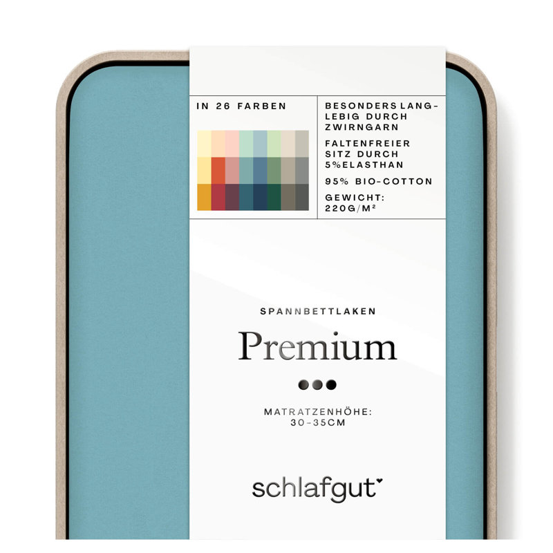 Jersey-Elasthan Spannbettlaken PREMIUM 100% Bio-Baumwolle, Petrol Mid, L 140x200cm - 160x220cm