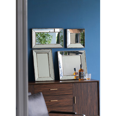 16.5X24" Rectangle Wall Mirror & Decorative Tray, Vivid Glass Reflection, Adds Glamour To Room, 7.3Lbs, Silver, Wood Outstanding Decorates