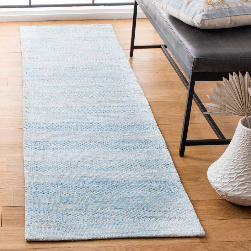 Classic Vintage Hand Loomed Micro Fiber Striped Rug, Runner 2'3" x 8'
