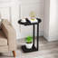 Petite table de bout avec table d'appoint, plateau de table basse en bois en forme de C pour manger des tables de canapé pour les petits espaces, le salon, la chambre à coucher, le canapé et les petits espaces (paquet de 2 noir)