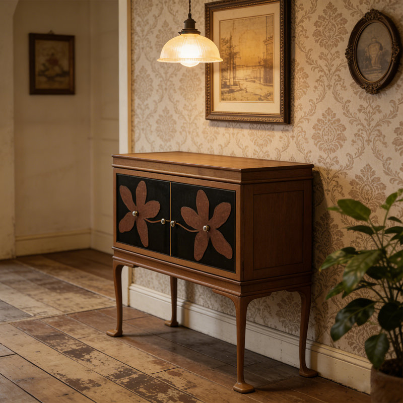Armoire d'entrée Mid-Century, H 35,4 po x l 35,4 po x P 15,7 po