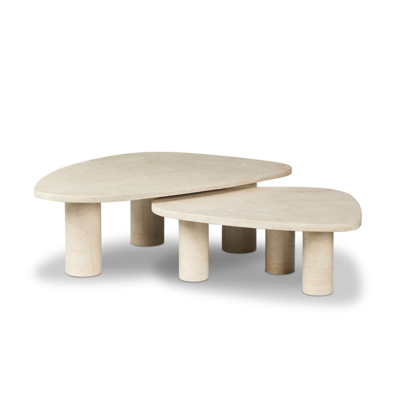Zion Coffee Table Set - Merlot Marble, Cream