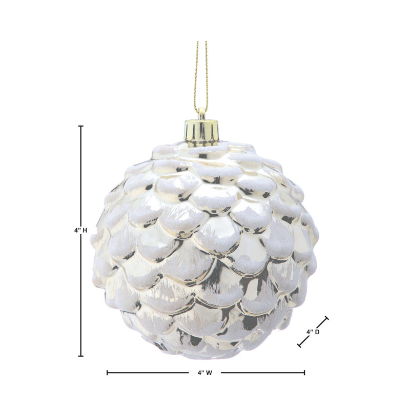 Ornement en forme de globe sphérique brillant 100 mm VP, White/Gold