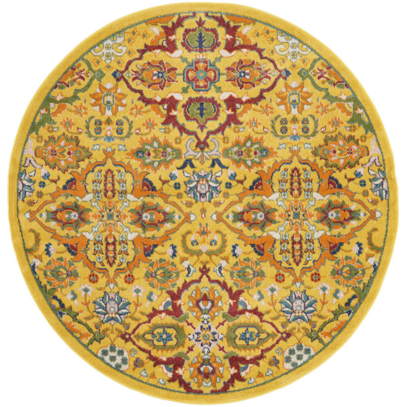Weirton Floral Indoor Rug, Round 5'3"