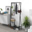 Portemanteau avec miroir, portemanteau multifonctionnel avec rangement pour chaussures, structure en métal, pour salon chambre à coucher 73 x 32 x 15 pouces, style industriel, brun rustique et noir