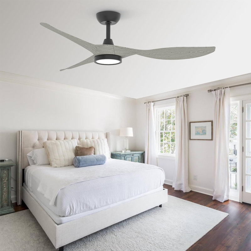 Ventilateur de plafond à DEL 52 po avec télécommande Ulanda, Noir avec pales grises