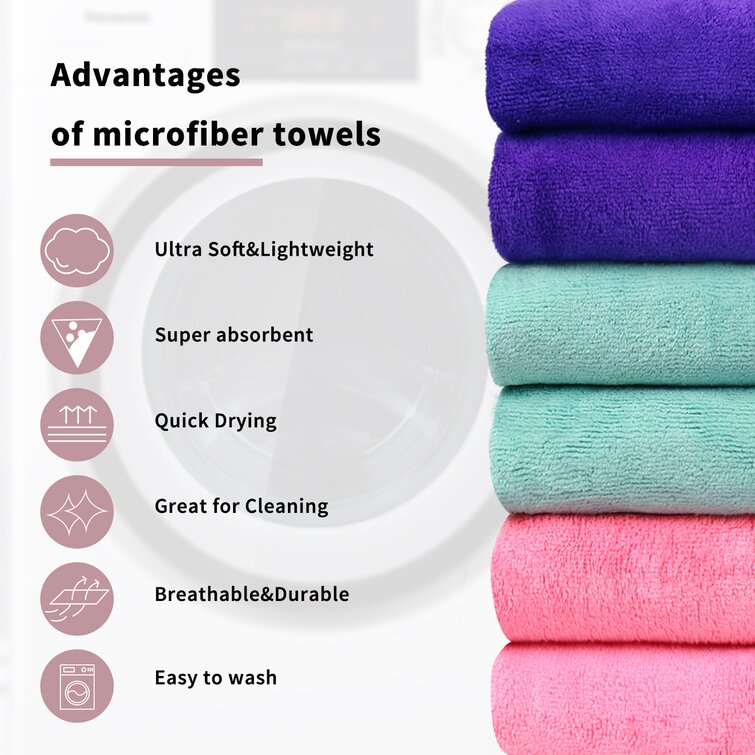 Latitude Run® Makendy Microfiber Bath Towel Set (6 Pack, 27 X 55) - Extra  Absorbent, Fast Drying & Antibacterial, Perfect For Bath, Swimming,Sports &  Reviews
