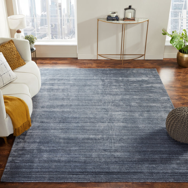 Tapis gris tissé à plat à la main Ericka, Rectangle 7 pi 6 po x 9 pi 6 po