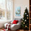 Hiboux de Noël sur branches avec flocons de neige, ensemble de 3 impressions sur toile-662499219