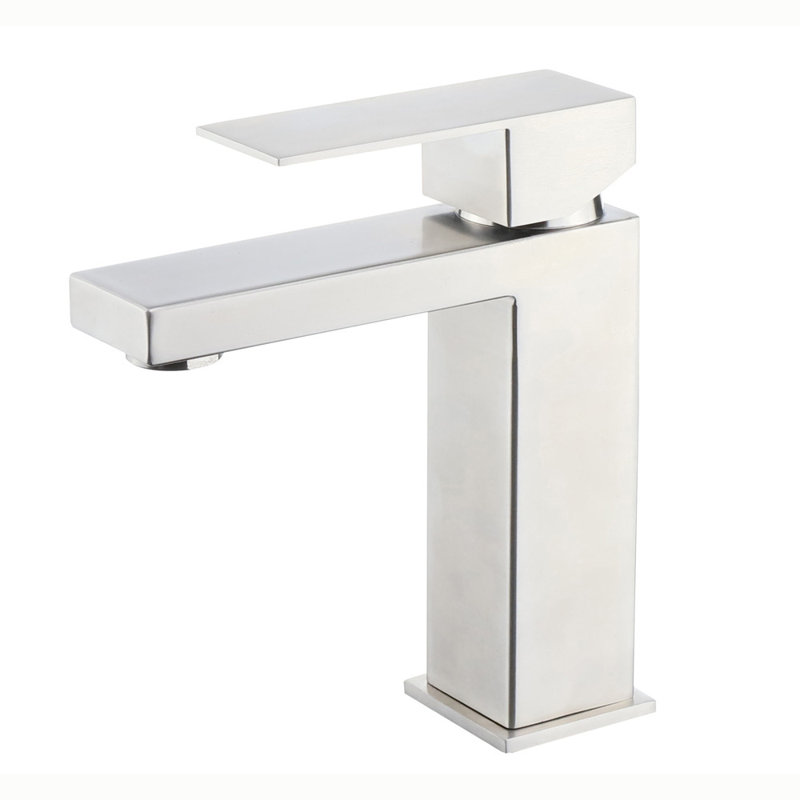 Monte Single Hole Stainless Steel Bathroom Faucet, Satin Nickel