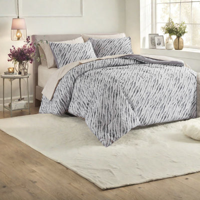 Ensemble de literie pour lit simple TG, ensemble d'édredon moderne en polyester gris 5 pièces