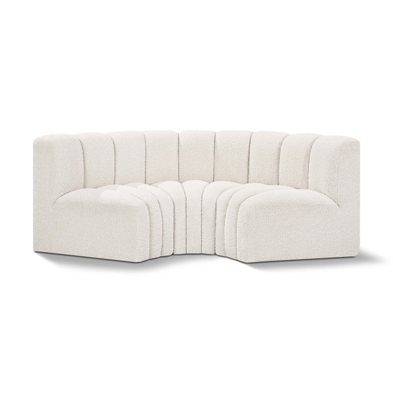 Canapé et méridienne rembourrés Hollybeth, Tissu crème bouclé