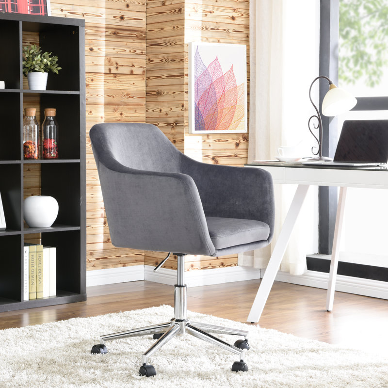 Chaise de bureau Noell, Velours gris