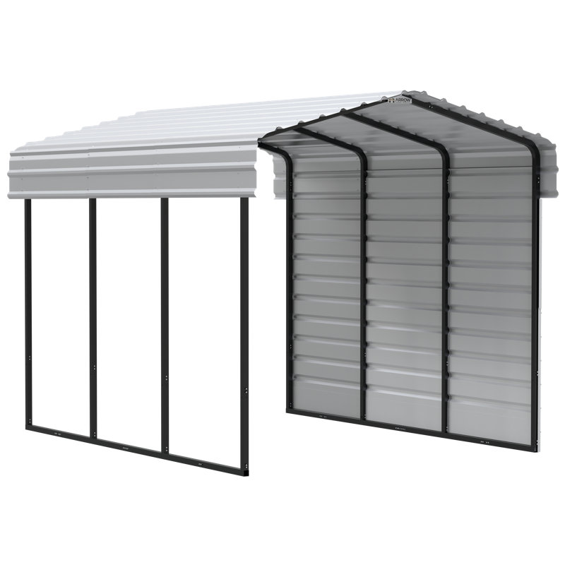 Eggshell 10' x 15' Steel Carport Kit with Enclosure