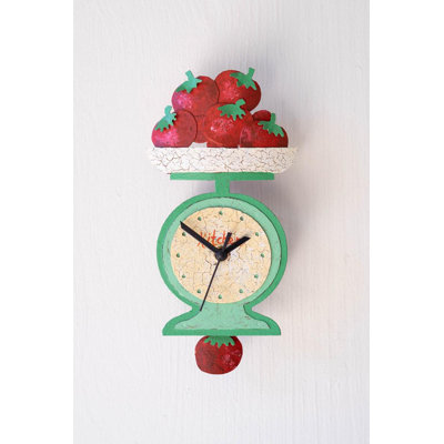 HAND PAINTED WALL CLOCK - TOMATOES ON A SCALE