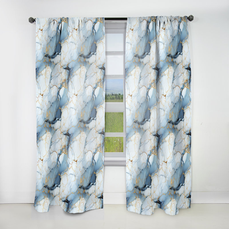 Serene Elegance Marble Pattern - Glam Curtain - Velvet Room Darkening - 1 Panel, 52" W x 108" L