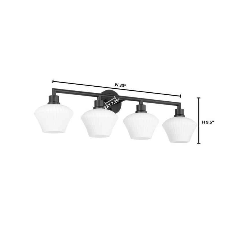 Éclairage pour meuble-lavabo à 4 lumières Monsita, Matte Black