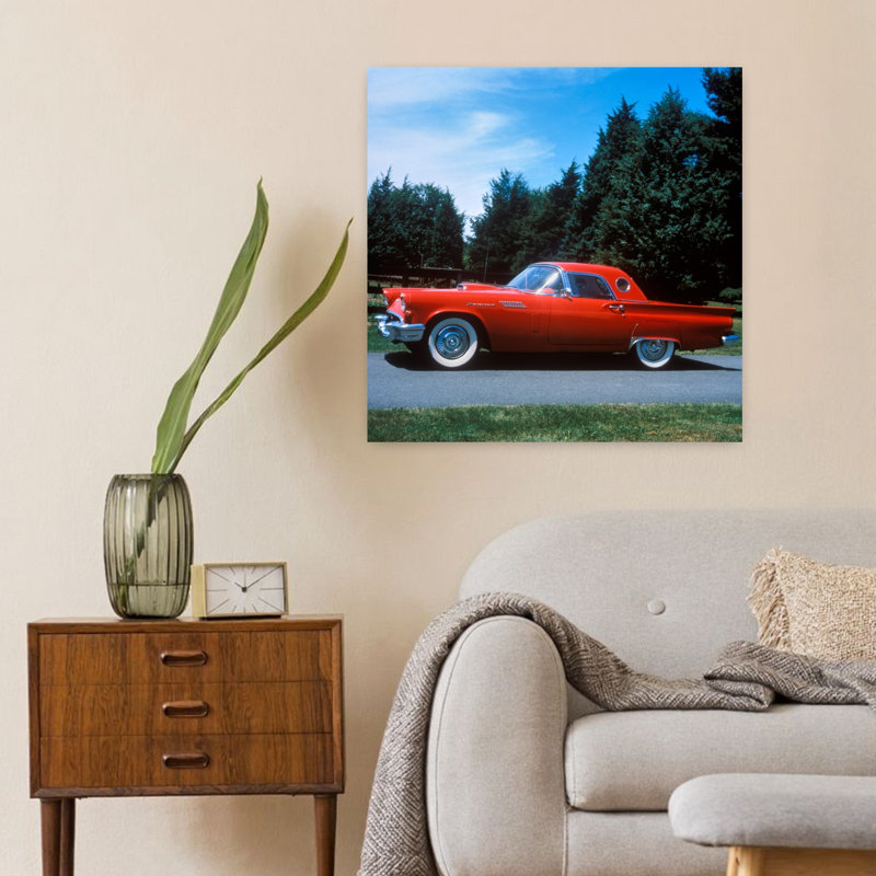 1950, 1957, art mural rouge, Ford Thunderbird, H 24 po x l 24 po