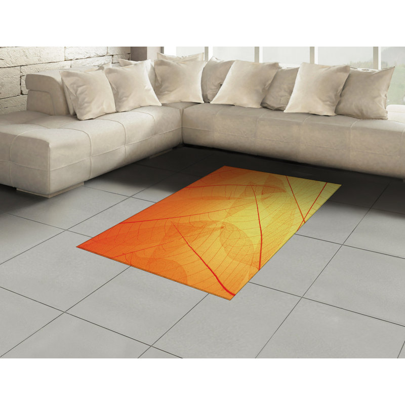 Orange High Density Long Fiber Poly Threads Decorative Area Rug Carpet, Rectangle 2'7" x 5'