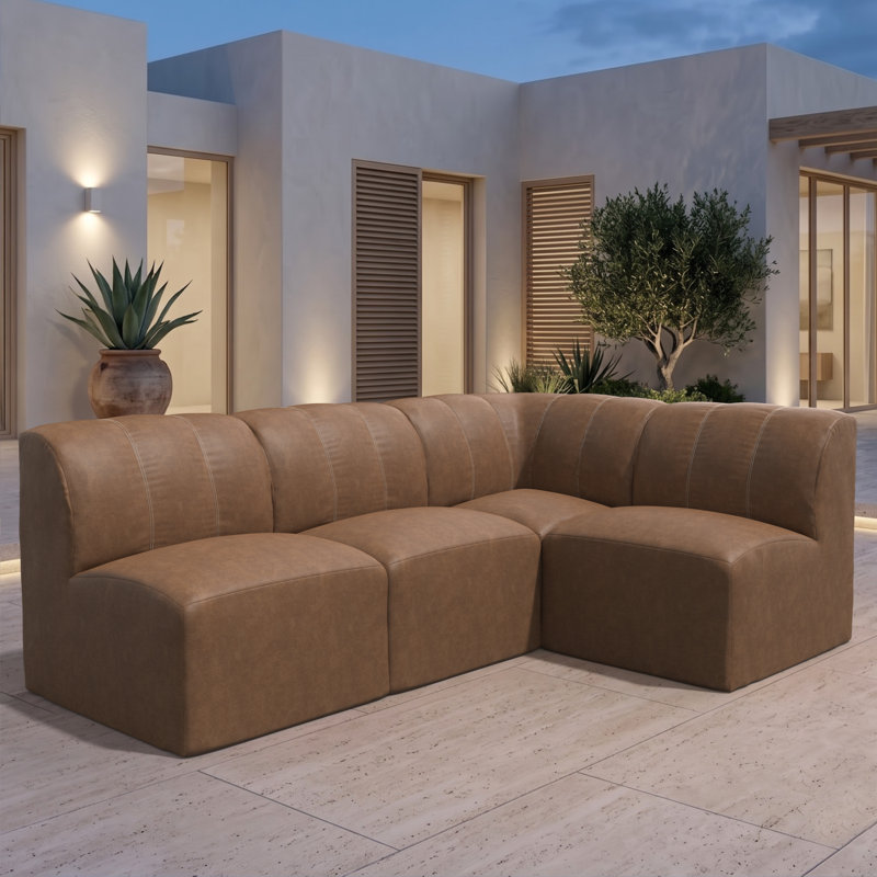 Ensemble de canapés d'angle modulaires 4 pièces Praia avec revêtement en tissu Ultraleather Lasso