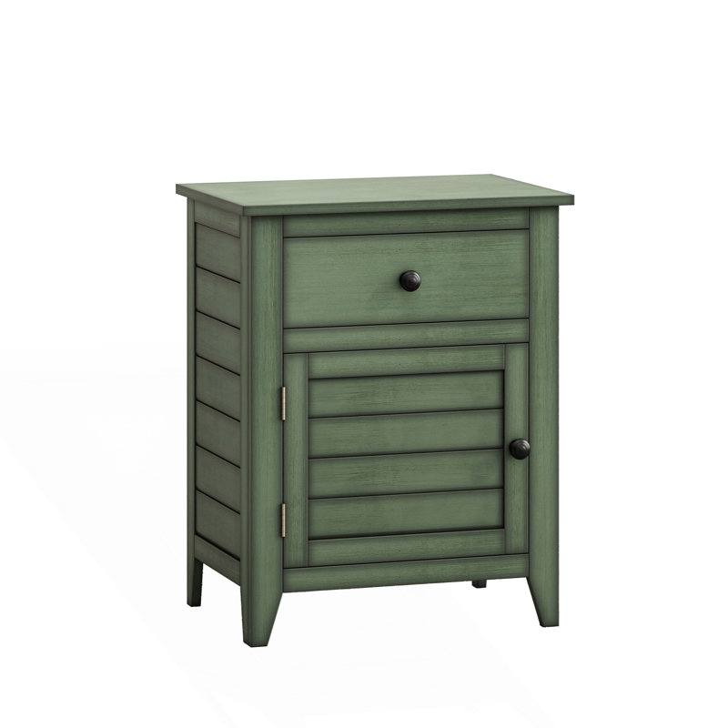 Table de chevet transitionnelle avec tiroir de rangement, Vert antique