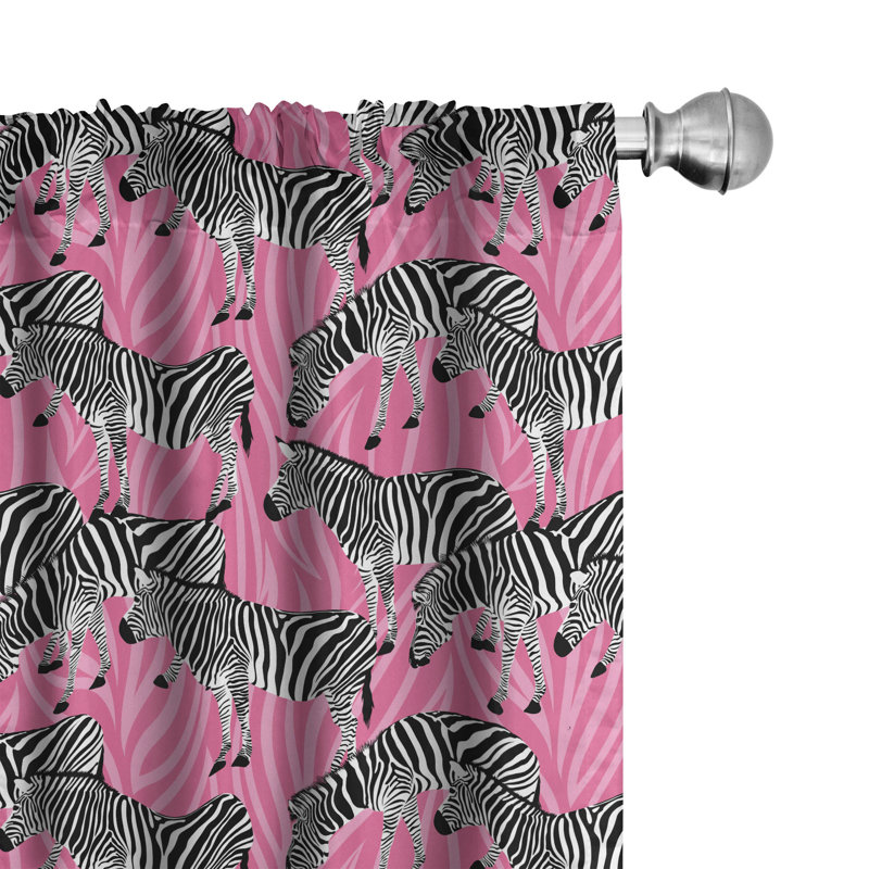 Zebra Semi-Sheer Rod Pocket Curtain Panels, 28" x 84"