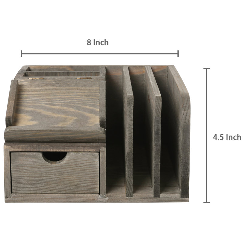 Kennemer Solid Wood Caddy Desk Organiser , Grey