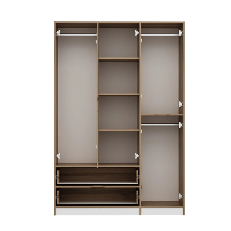 Wesa Modern White Wardrobe with Shelves, 55.1 x 81.9 x 20.5 inches | 100% Melamine Coated Particle Board, Thickness: 0.7 inches | Wall-Mountable Design, Stylish & Functional Storage Solution for Any Room
