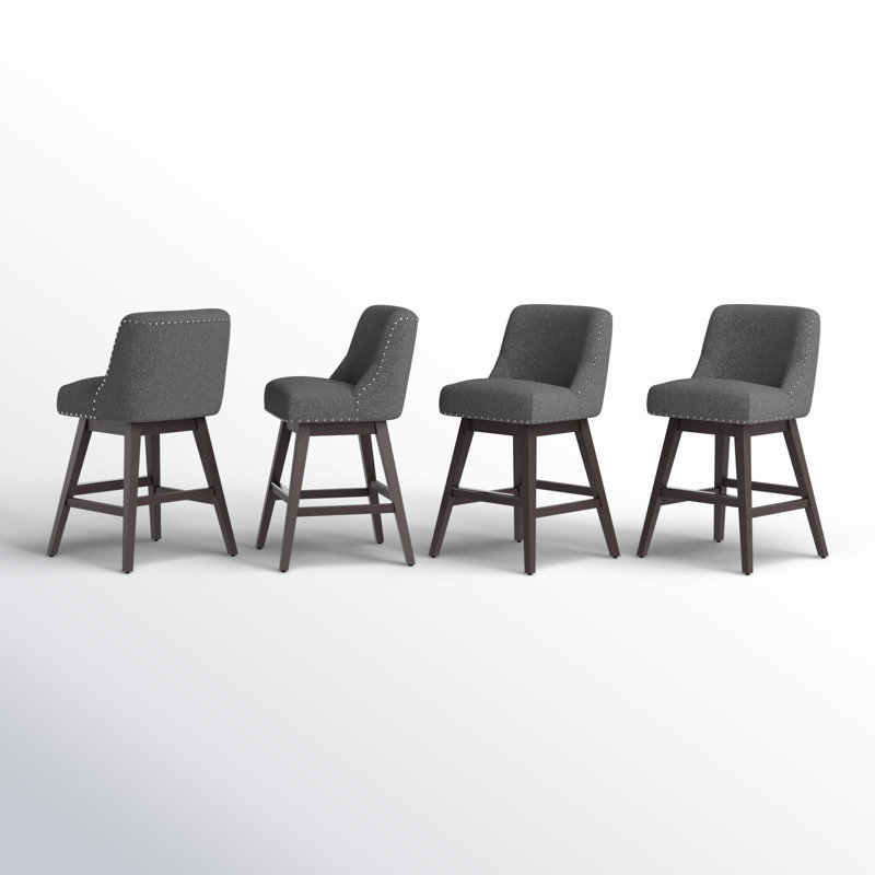 Albaugh Swivel Upholstered Counter Stool, Gray, Brown