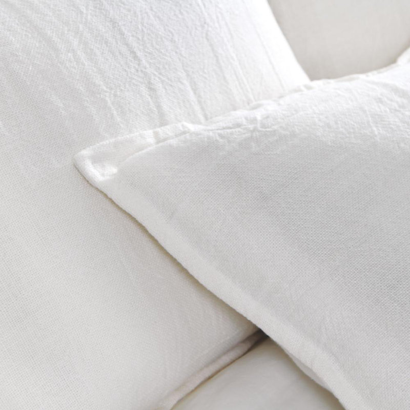 Montauk 100% Linen Large Pillow Cover, White, Rectangular 
