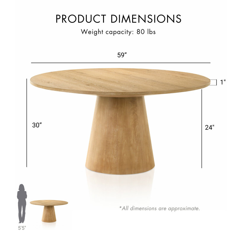Oldbury Round Dining Table, 30" H x 59" W x 59" L, Beige