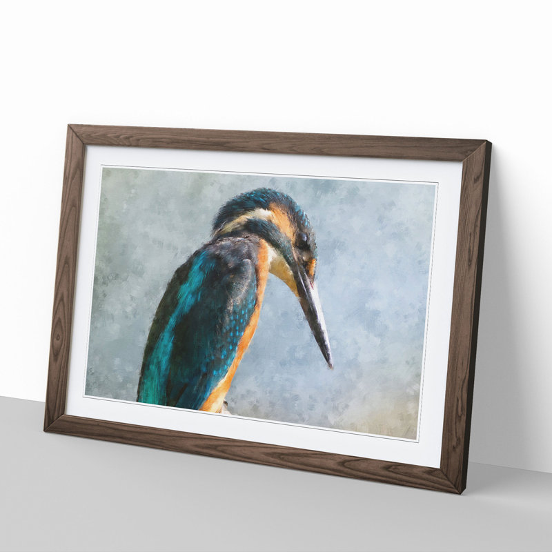 Kingfisher Bird Vol.1 - Framed Print, 36cm H x 48cm W x 2cm D, Walnut Framed