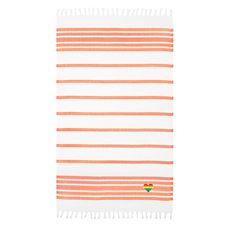  Serviette de plage turque en coton, Orange / blanc