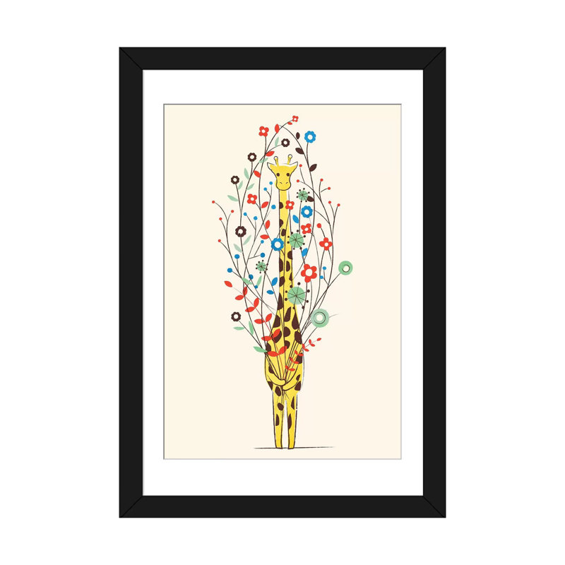 «Siglinde I apporte You ces fleurs» - peinture sur toile encadrée, H 24 po x l 16 po x P 1 po, Papier avec cadre noir, Blanc