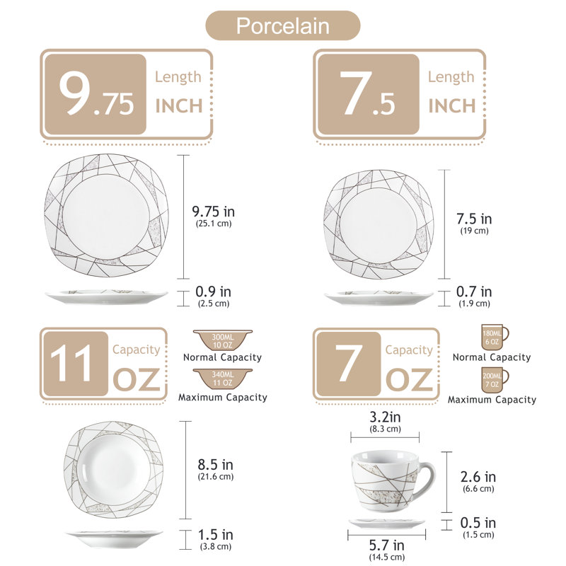 60 Piece Dinnerware Set, Service for 12 